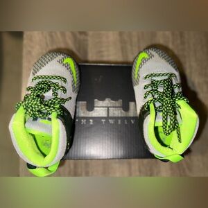 LeBron XII Grey/Lime Green Infant Size 6c
